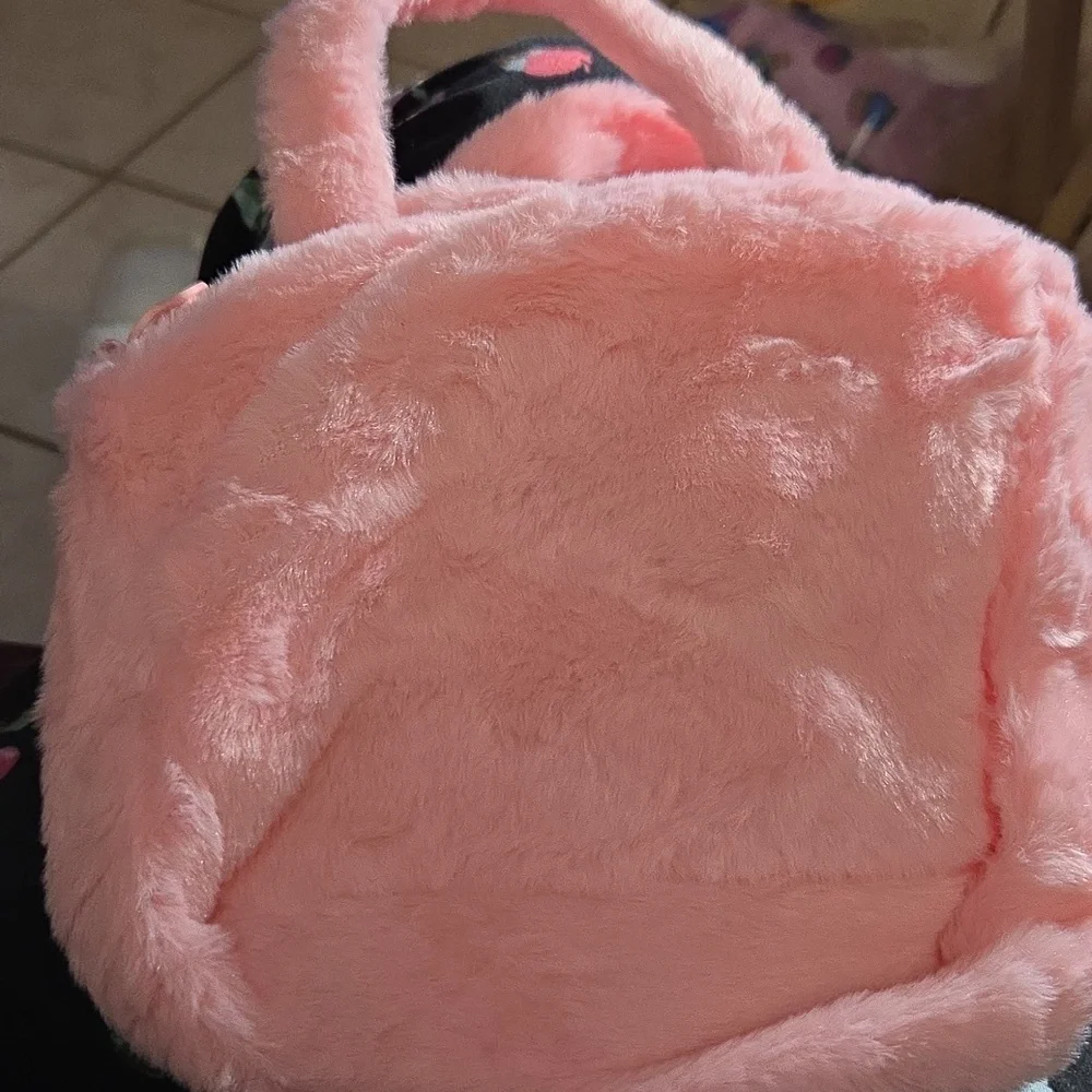 Miss Melody Cute Pink Plush Character Handle Or Crossbody Bag NWOT 9×7